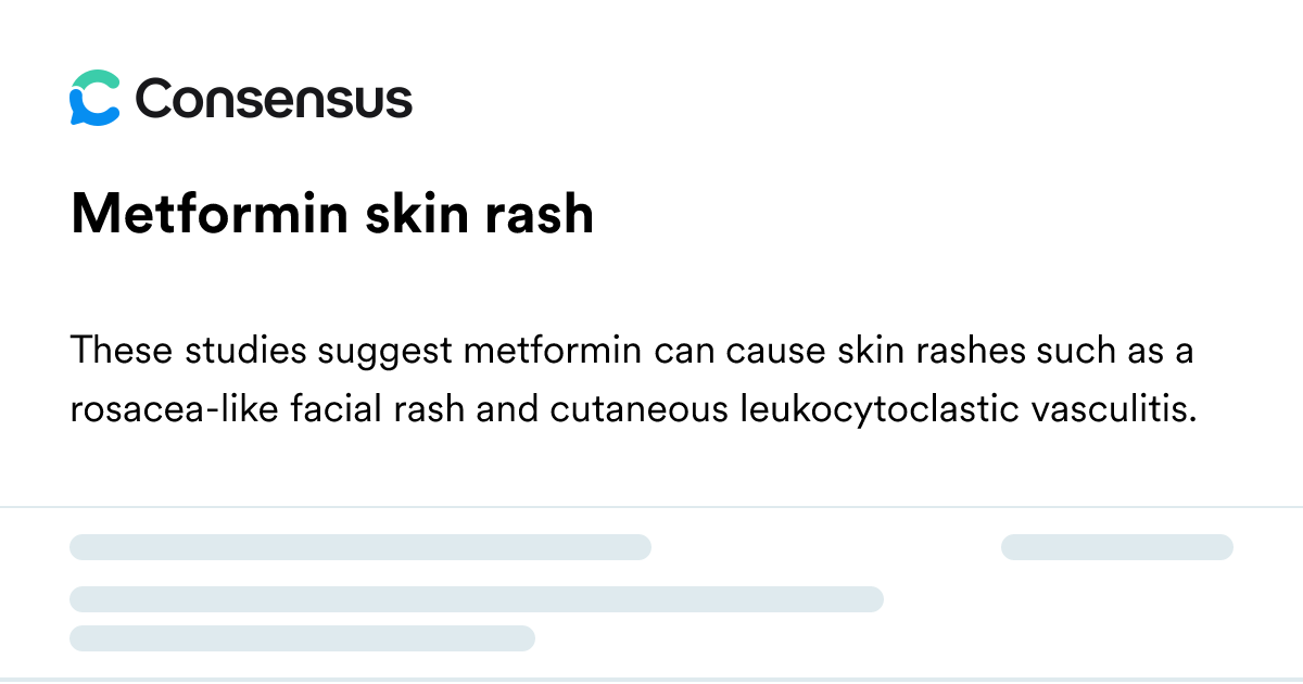 Metformin Skin Rash - Consensus Academic Search Engine