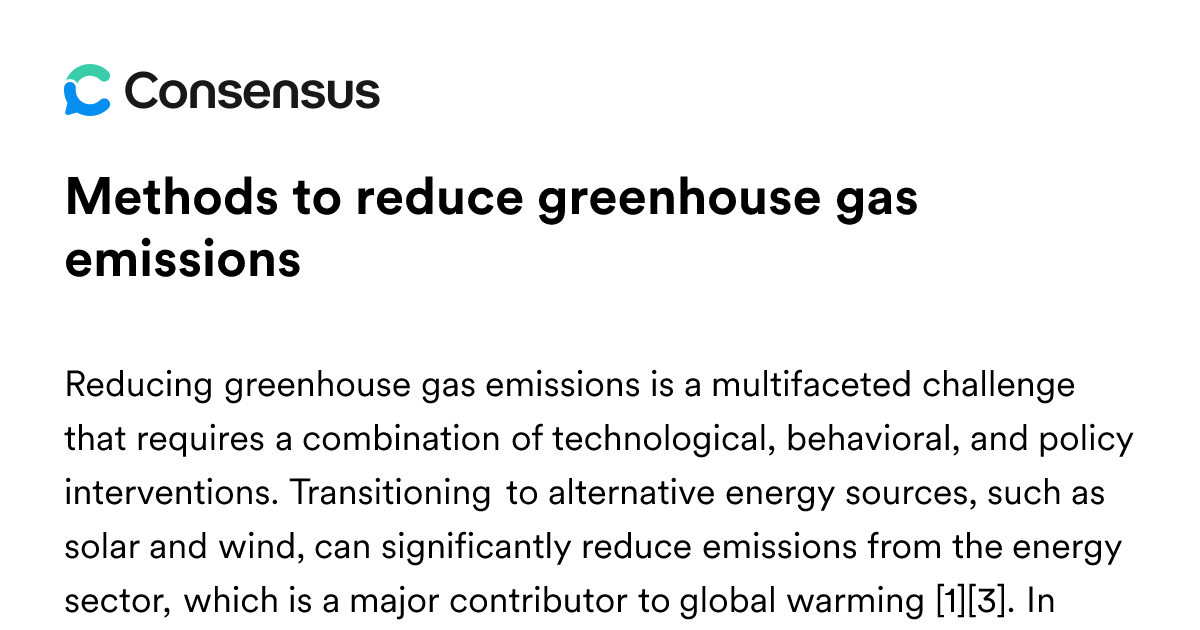 Methods To Reduce Greenhouse Gas Emissions - Consensus Academic Search ...