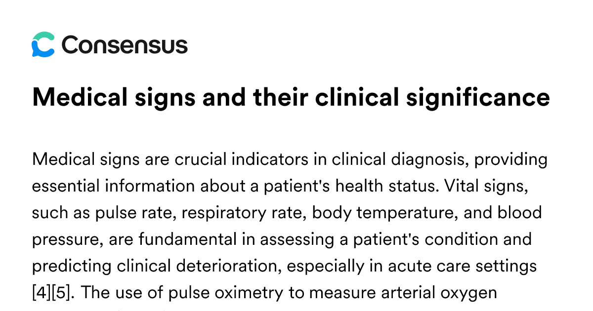 Medical Signs And Their Clinical Significance - Consensus Academic ...