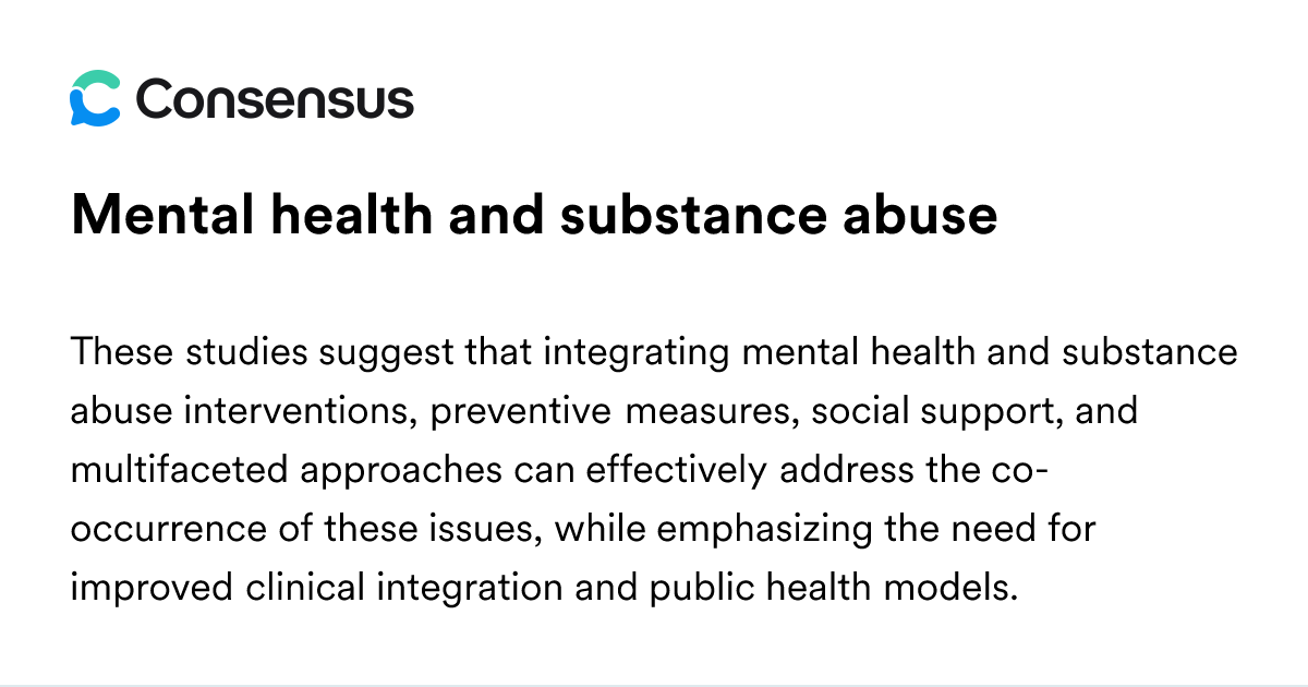 Mental Health And Substance Abuse - Consensus Academic Search Engine