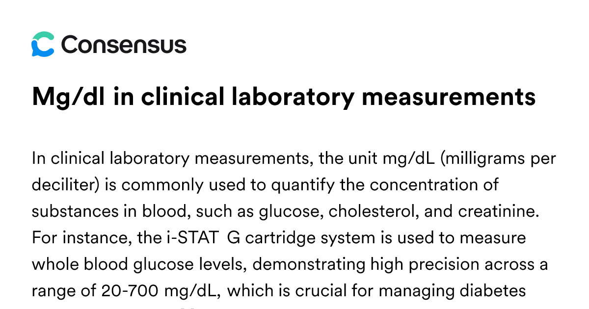 Mg/dl In Clinical Laboratory Measurements - Consensus Academic Search ...