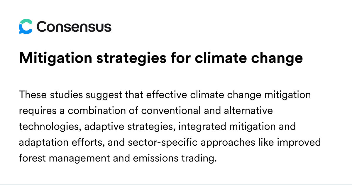 Mitigation Strategies For Climate Change - Consensus Academic Search Engine