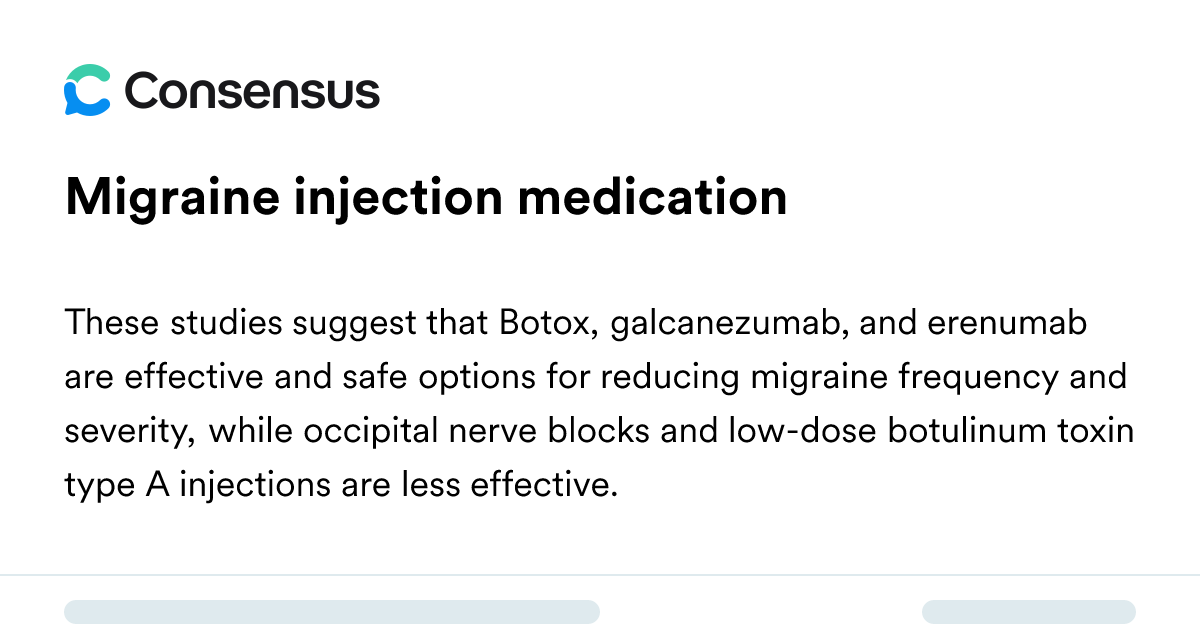 Migraine Injection Medication - Consensus Academic Search Engine