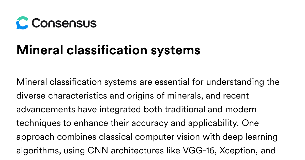 Mineral Classification Systems - Consensus Academic Search Engine
