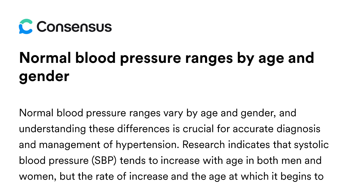 Normal Blood Pressure Ranges By Age And Gender - Consensus Academic ...