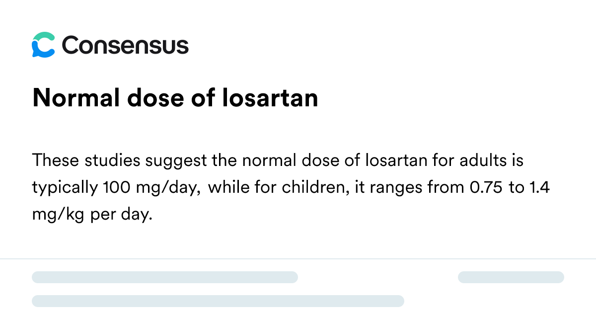 Normal Dose Of Losartan - Consensus Academic Search Engine