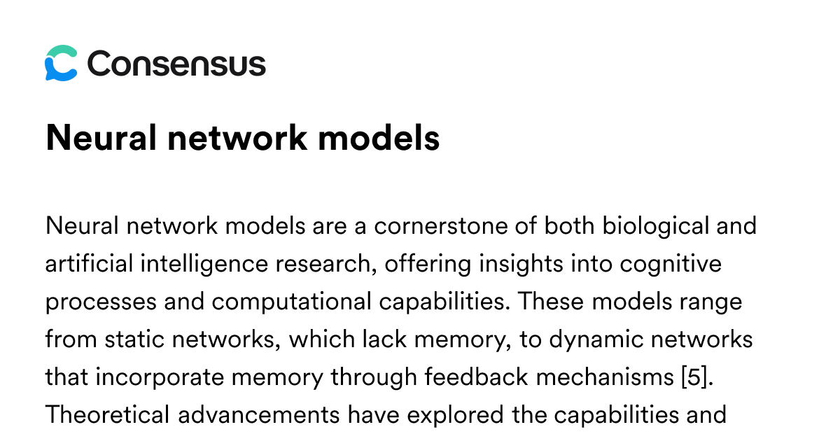 Neural Network Models - Consensus Academic Search Engine