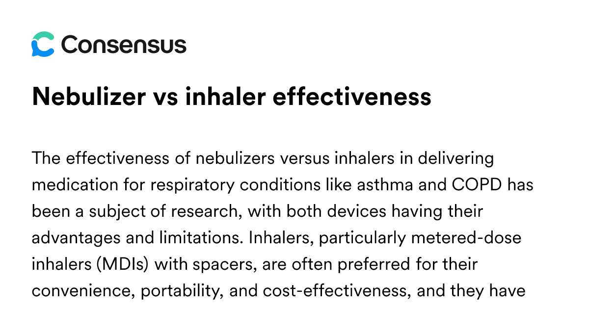 Nebulizer Vs Inhaler Effectiveness - Consensus Academic Search Engine
