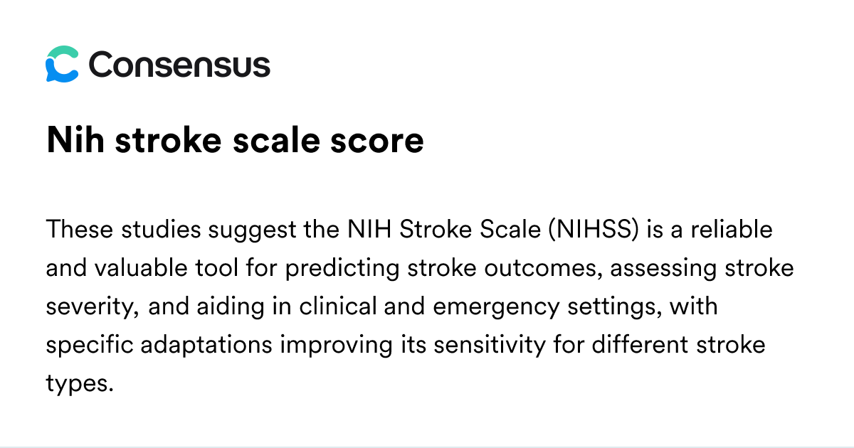 Nih Stroke Scale Score - Consensus Academic Search Engine