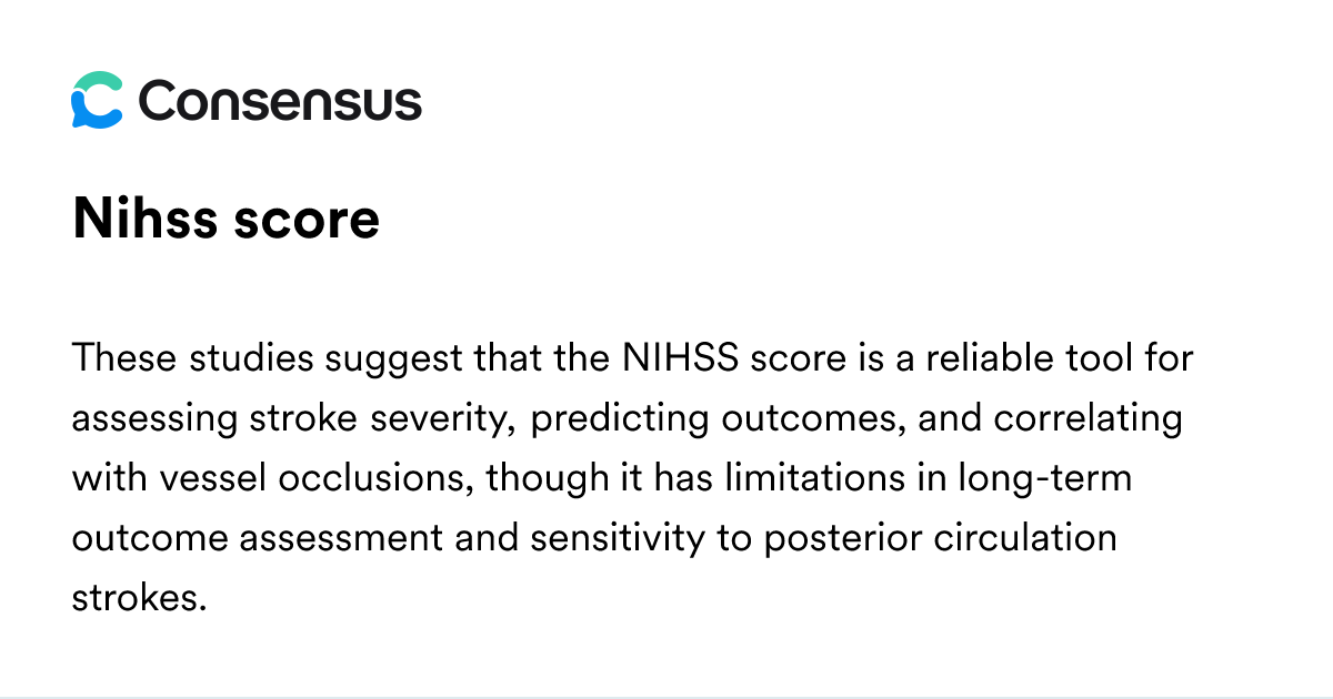 Nihss Score - Consensus Academic Search Engine