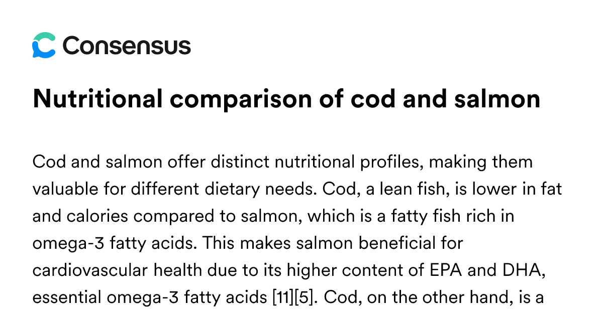 Nutritional Comparison Of Cod And Salmon - Consensus Academic Search Engine