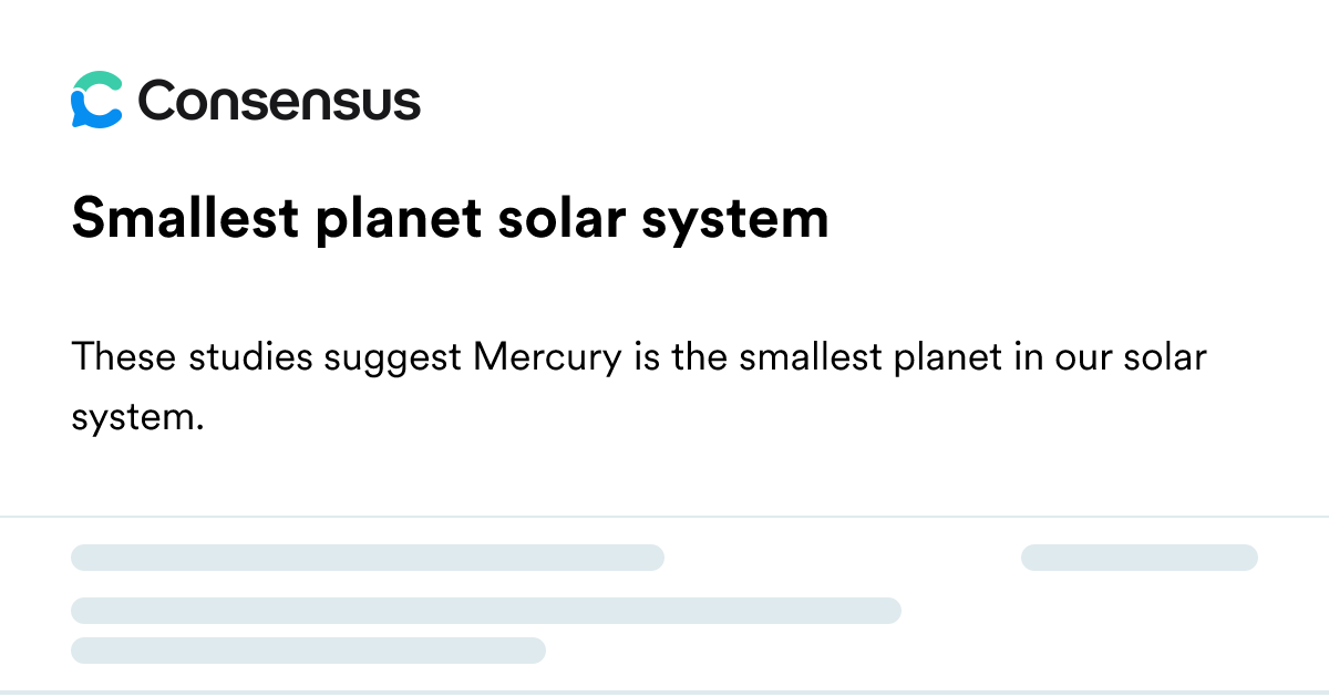 Smallest Planet Solar System - Consensus Academic Search Engine