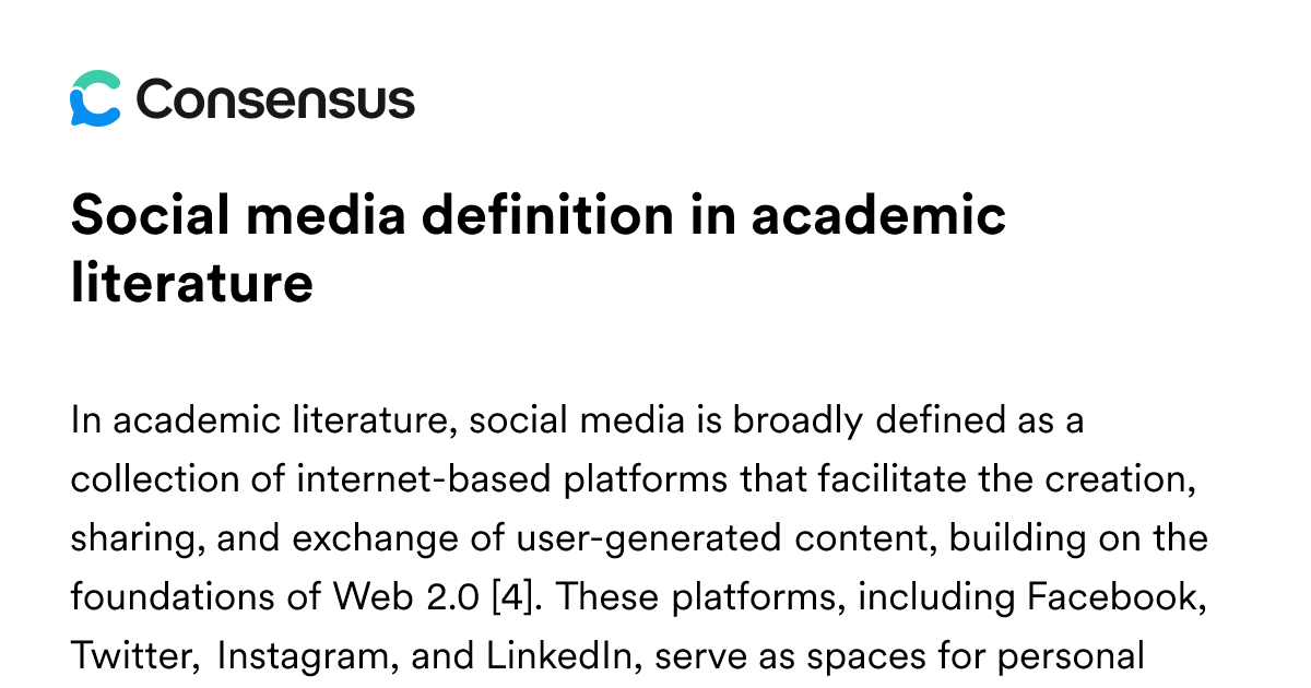 Social Media Definition In Academic Literature - Consensus Academic ...