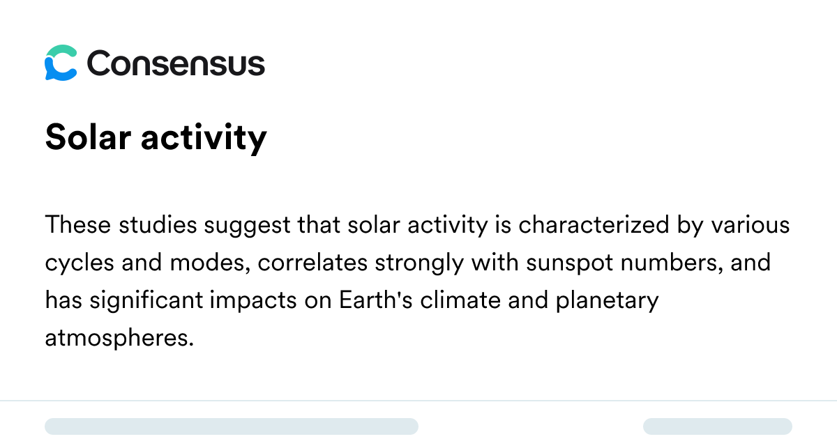 Solar Activity - Consensus Academic Search Engine