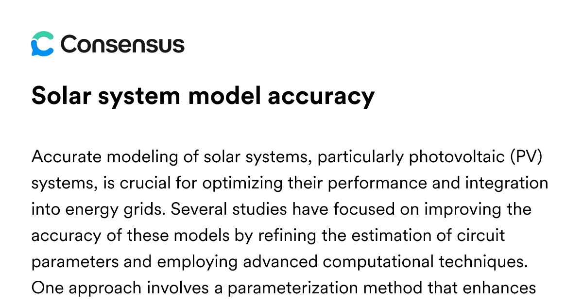 Solar System Model Accuracy - Consensus Academic Search Engine
