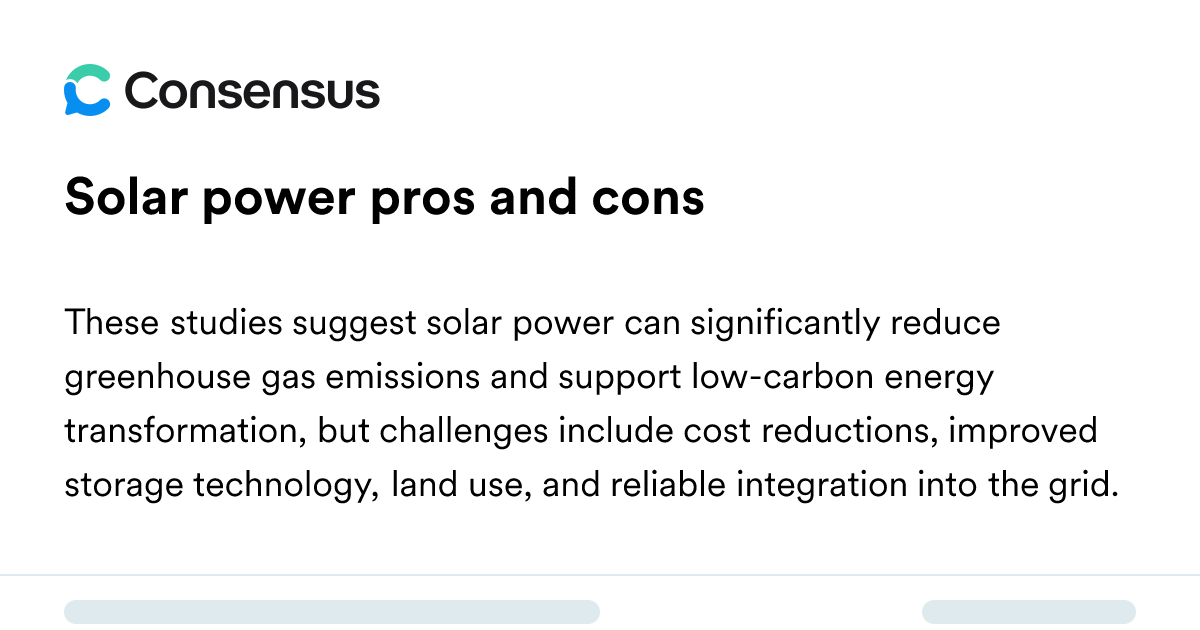 Solar Power Pros And Cons - Consensus Academic Search Engine