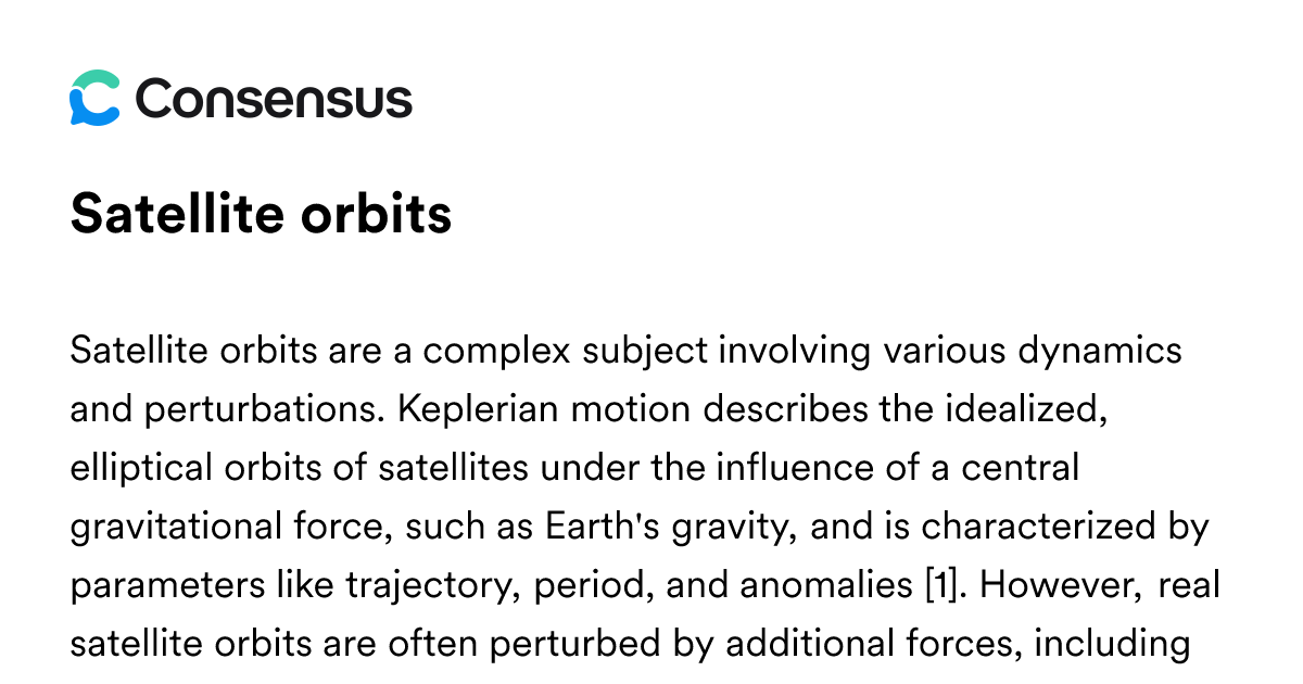 Satellite Orbits - Consensus Academic Search Engine