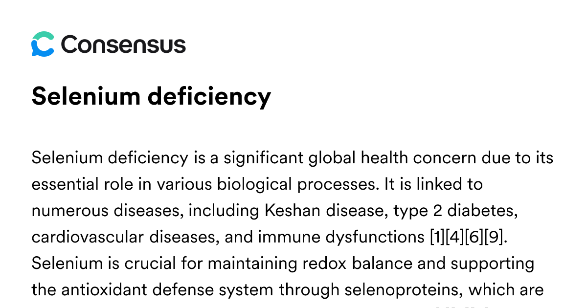 Selenium Deficiency - Consensus Academic Search Engine
