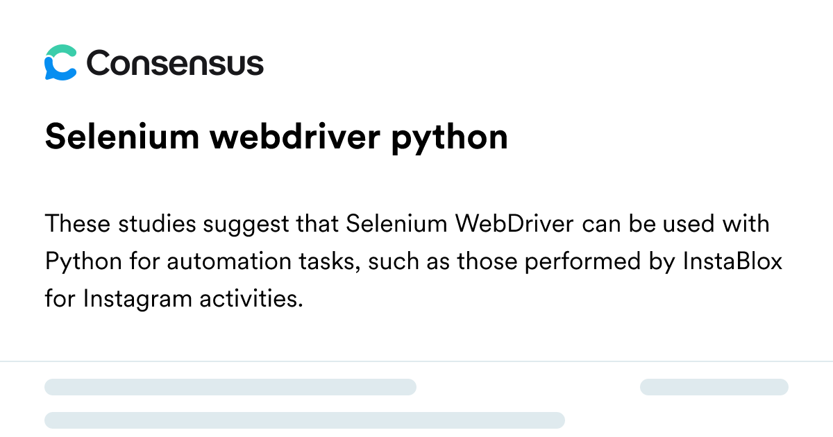 Selenium Webdriver Python - Consensus Academic Search Engine
