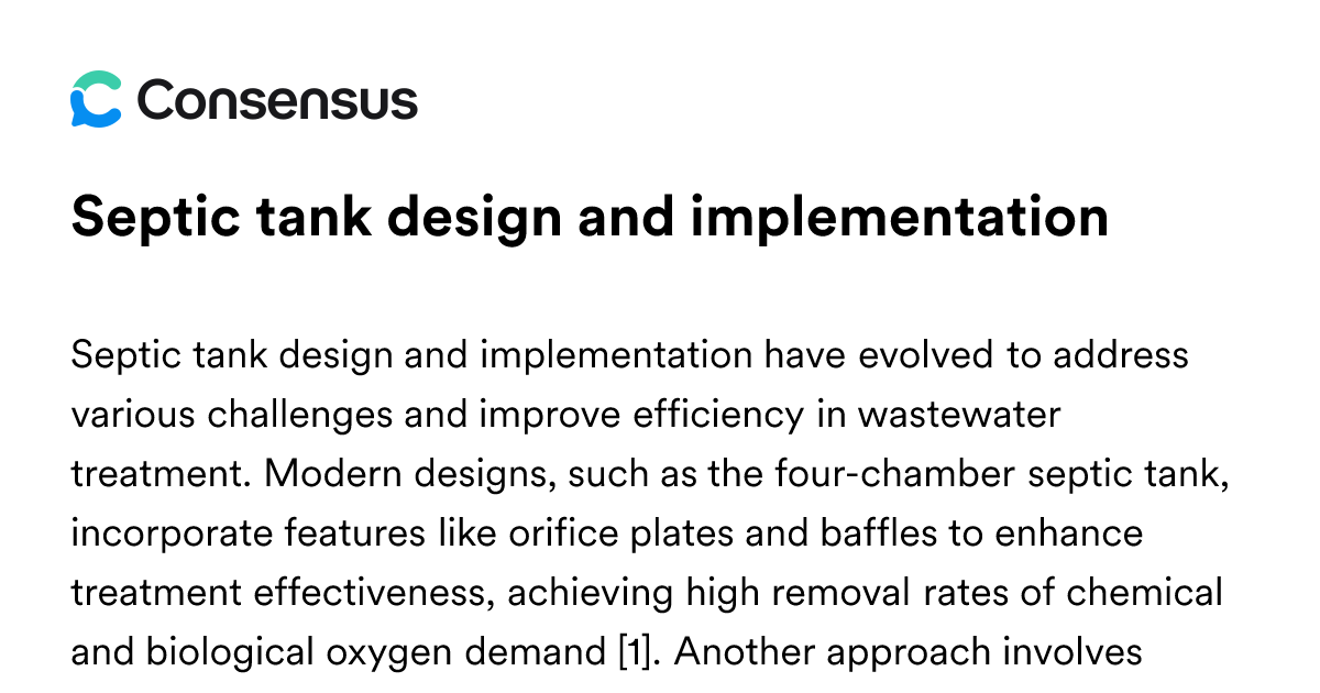 Septic Tank Design And Implementation - Consensus Academic Search Engine