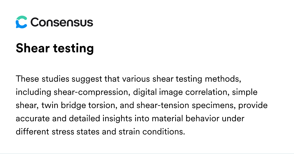 Shear Testing - Consensus Academic Search Engine