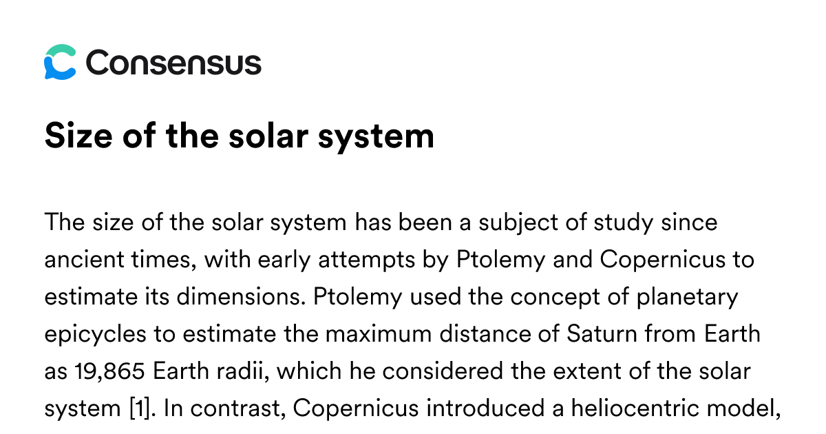 Size Of The Solar System - Consensus Academic Search Engine