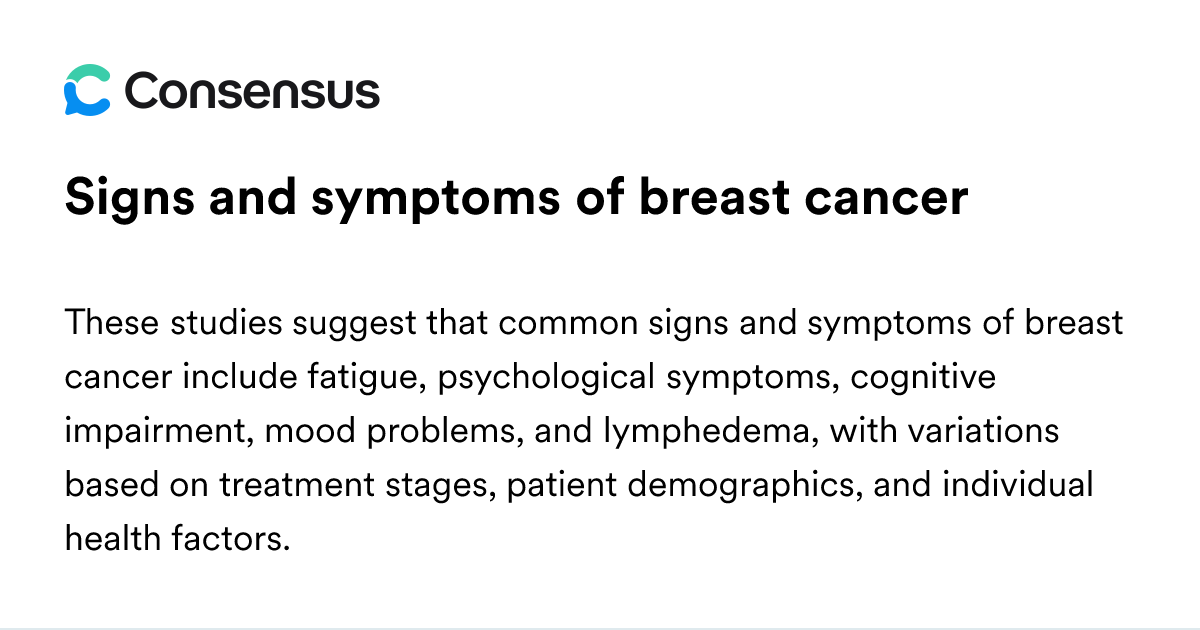 Signs And Symptoms Of Breast Cancer - Consensus Academic Search Engine