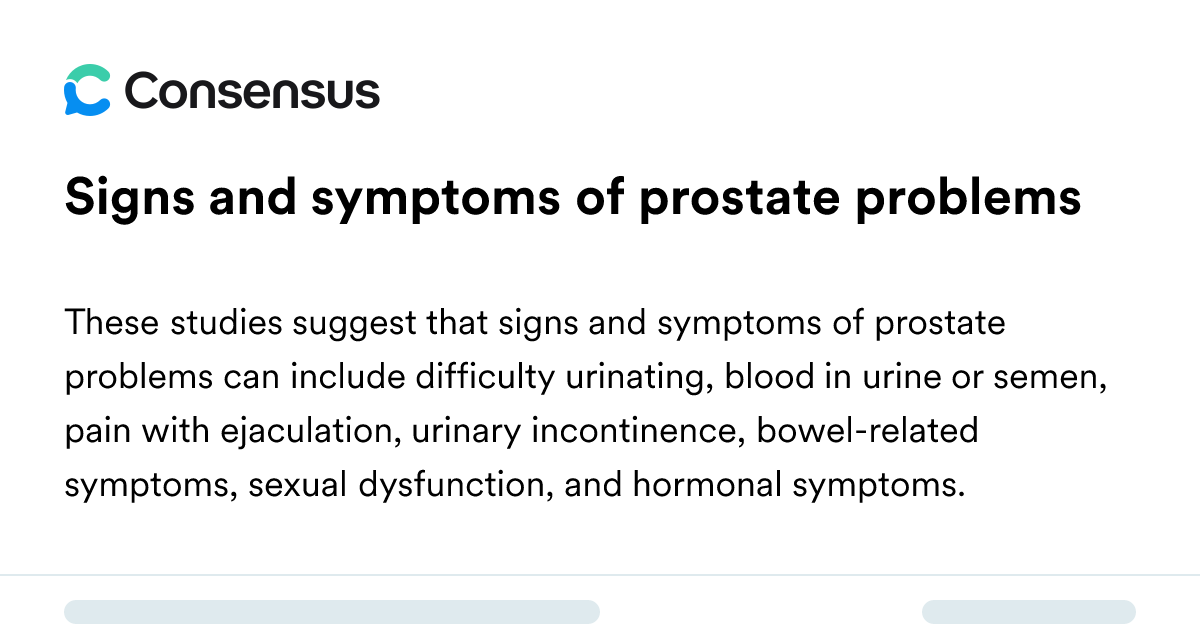 Signs And Symptoms Of Prostate Problems - Consensus Academic Search Engine