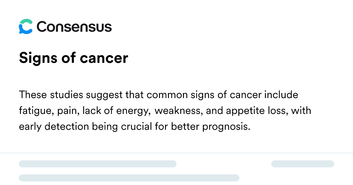 Signs Of Cancer - Consensus Academic Search Engine