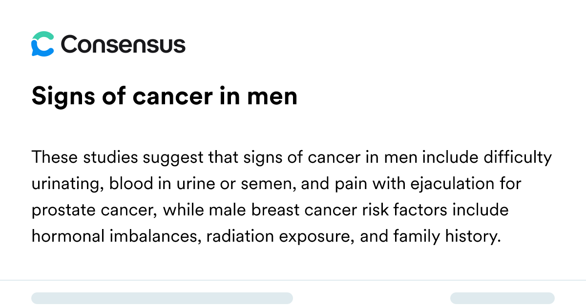 Signs Of Cancer In Men - Consensus Academic Search Engine