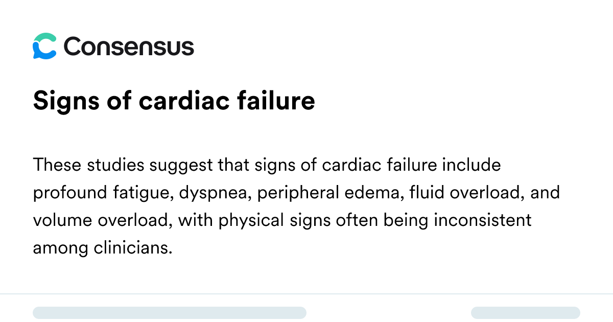Signs Of Cardiac Failure - Consensus Academic Search Engine