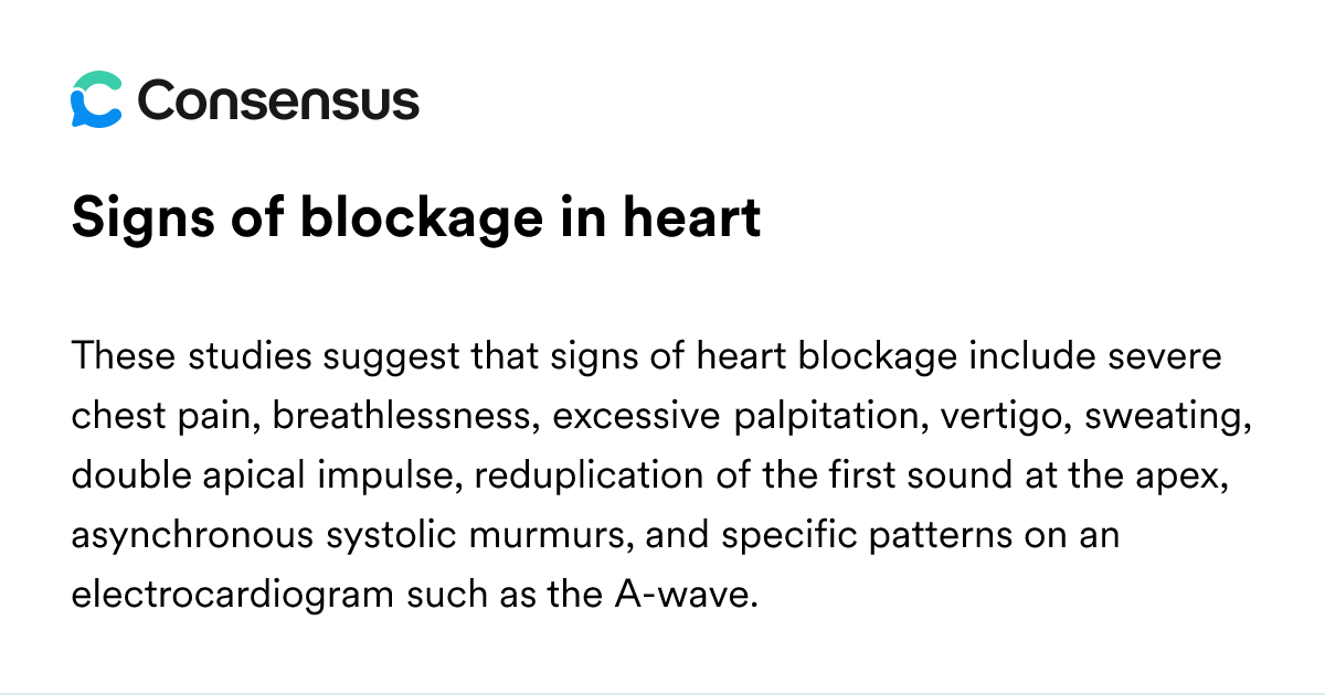 Signs Of Blockage In Heart - Consensus Academic Search Engine