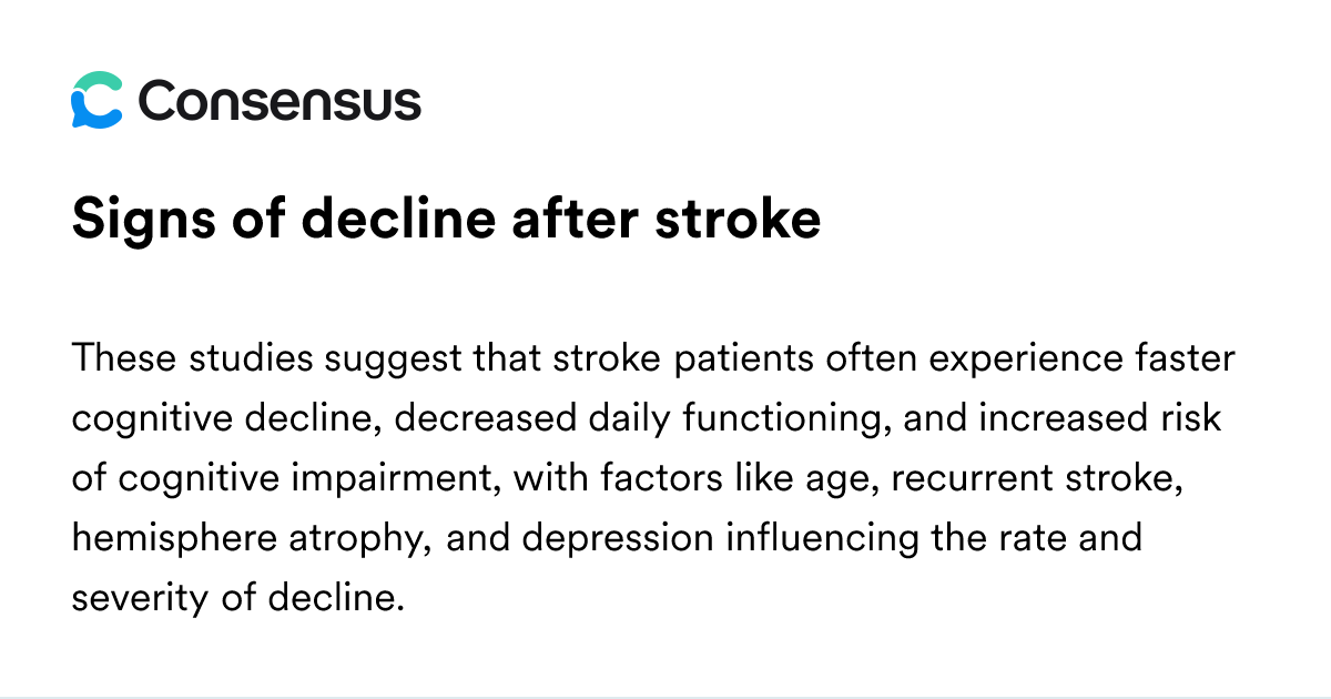 Signs Of Decline After Stroke - Consensus Academic Search Engine