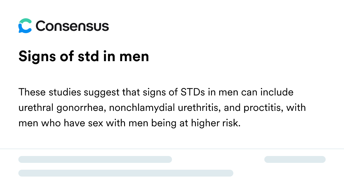 Signs Of Std In Men - Consensus Academic Search Engine