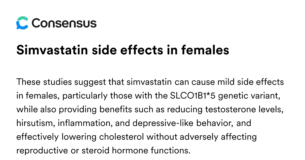 Simvastatin Side Effects In Females - Consensus Academic Search Engine