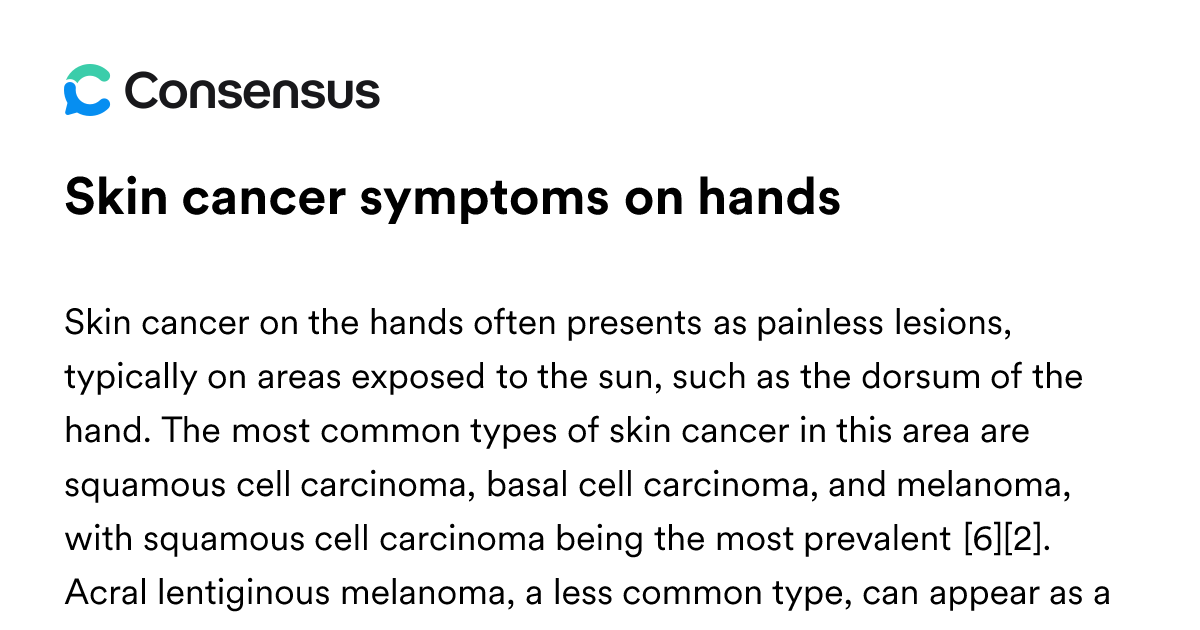 Skin Cancer Symptoms On Hands - Consensus Academic Search Engine