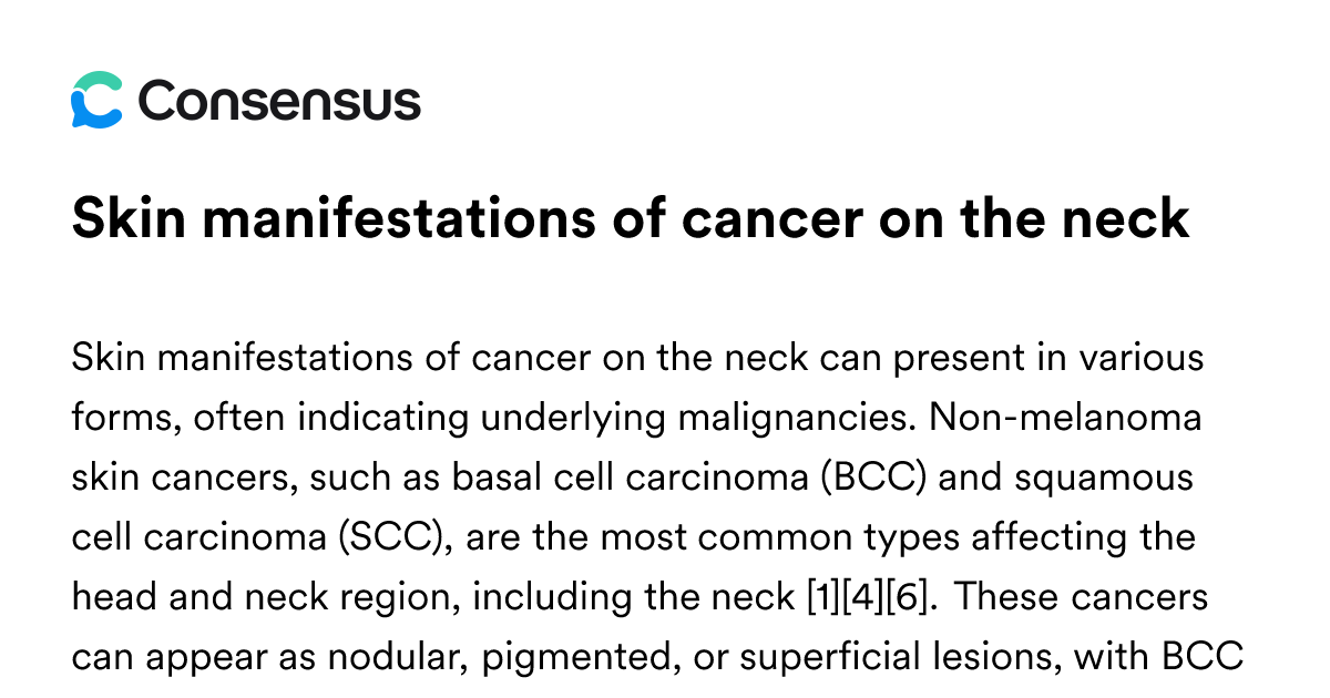Skin Manifestations Of Cancer On The Neck - Consensus Academic Search ...
