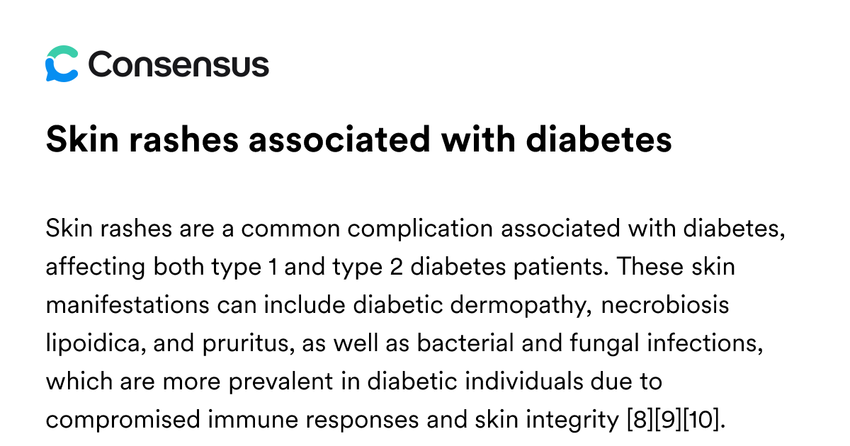 Skin Rashes Associated With Diabetes - Consensus Academic Search Engine