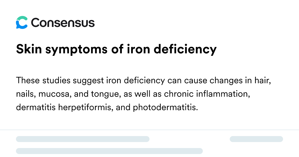 Skin Symptoms Of Iron Deficiency - Consensus Academic Search Engine