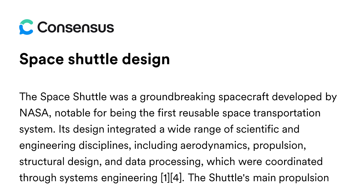 Space Shuttle Design - Consensus Academic Search Engine