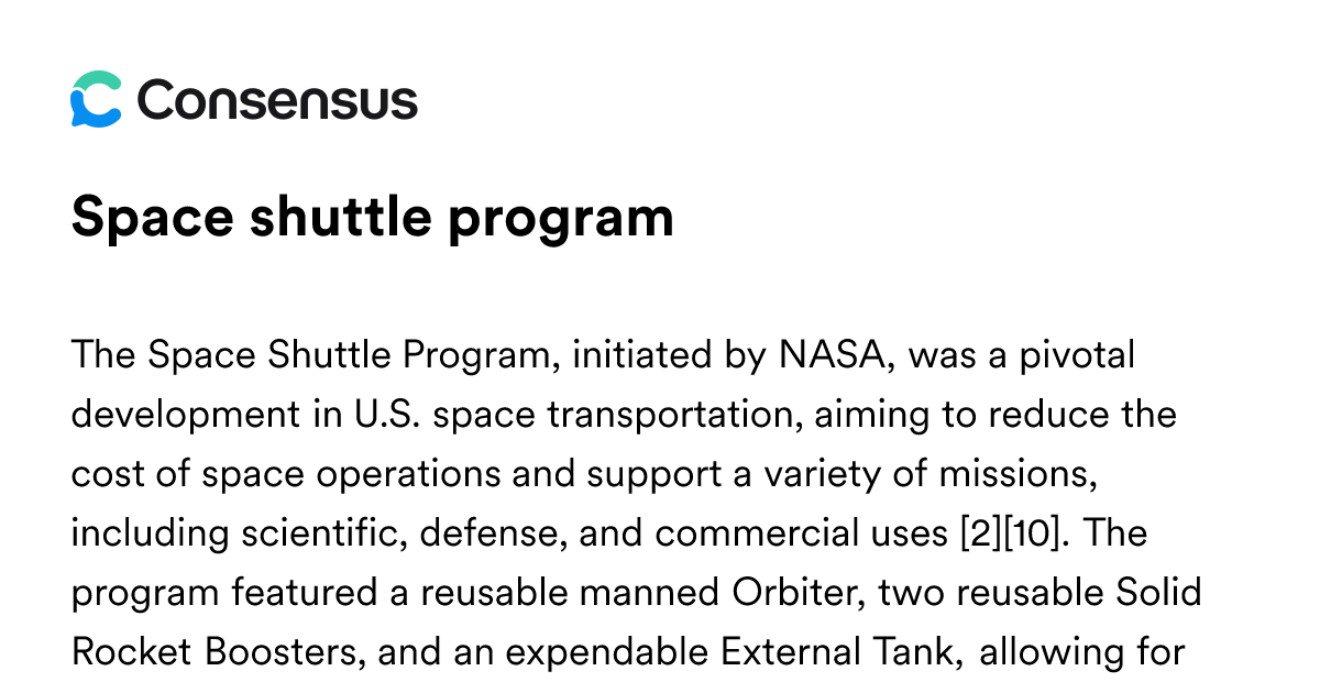 Space Shuttle Program - Consensus Academic Search Engine