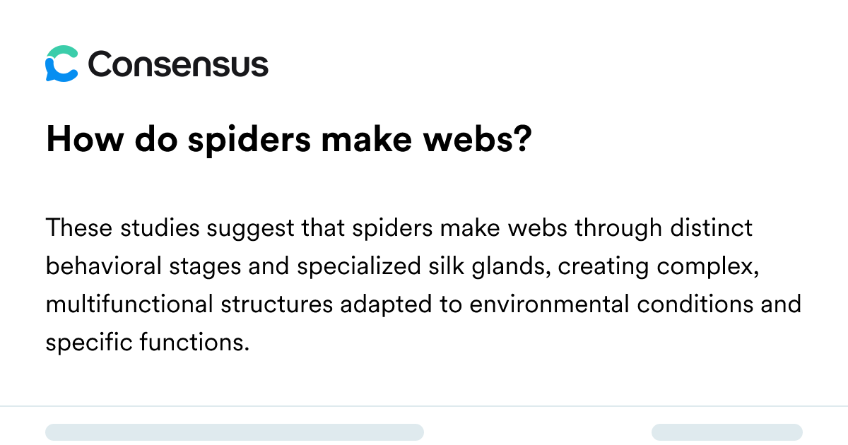 How Do Spiders Make Webs? - Consensus Academic Search Engine