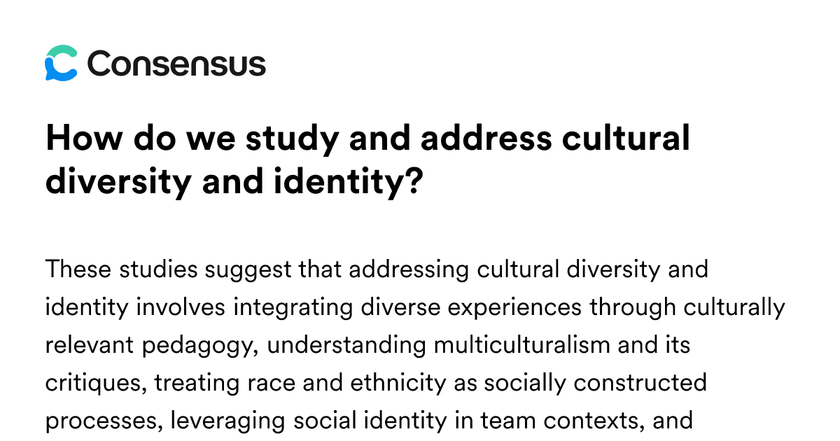 How Do We Study And Address Cultural Diversity And Identity ...