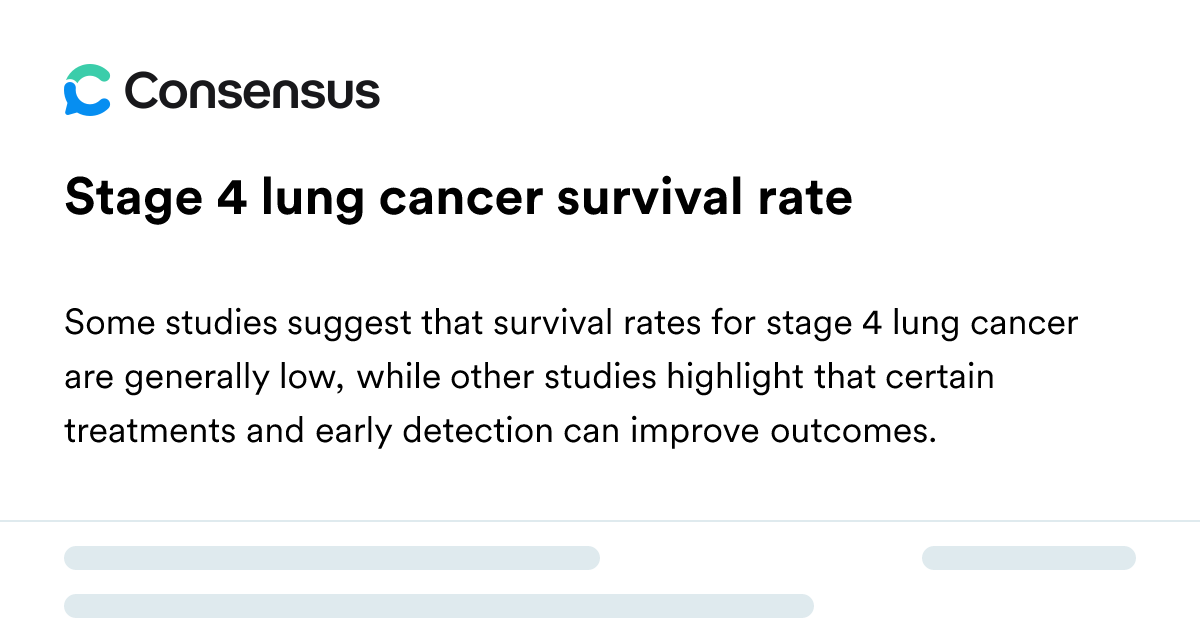 Stage 4 Lung Cancer Survival Rate - Consensus Academic Search Engine