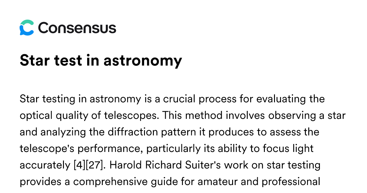 Star Test In Astronomy - Consensus Academic Search Engine