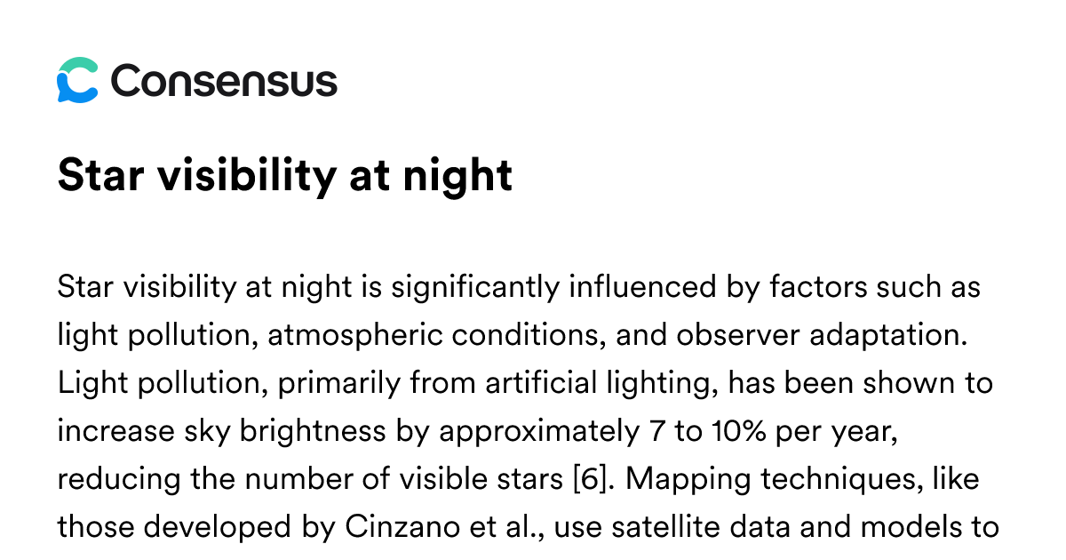 Star Visibility At Night - Consensus Academic Search Engine