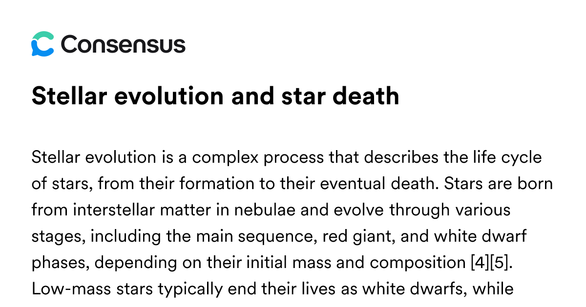 Stellar Evolution And Star Death - Consensus Academic Search Engine