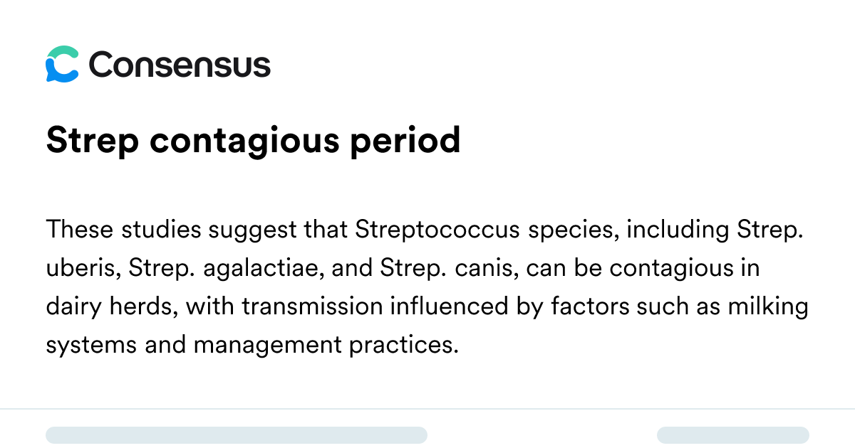 Strep Contagious Period - Consensus Academic Search Engine