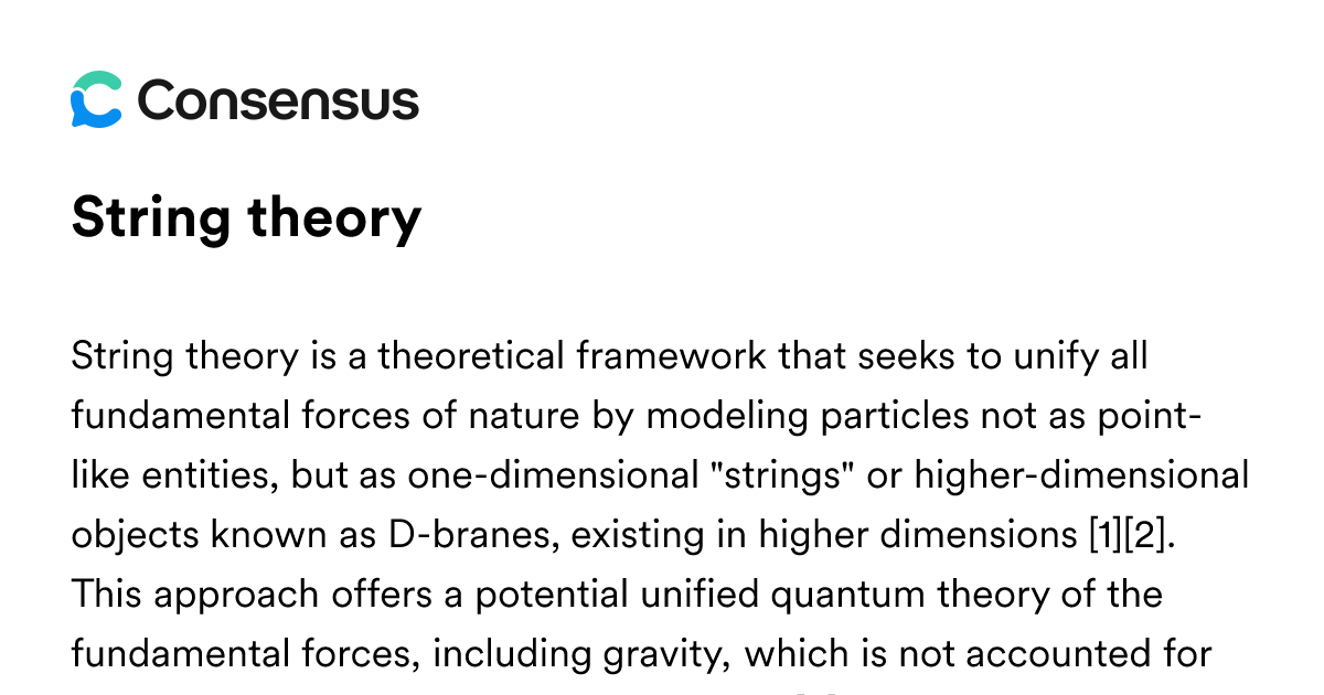 String Theory - Consensus Academic Search Engine