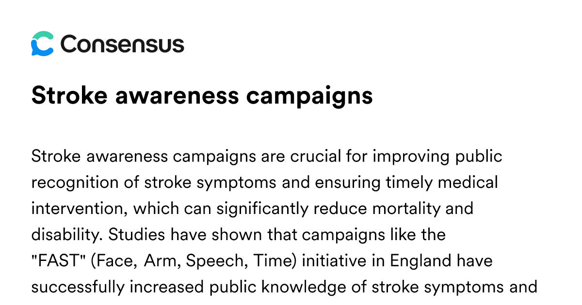 Stroke Awareness Campaigns - Consensus Academic Search Engine